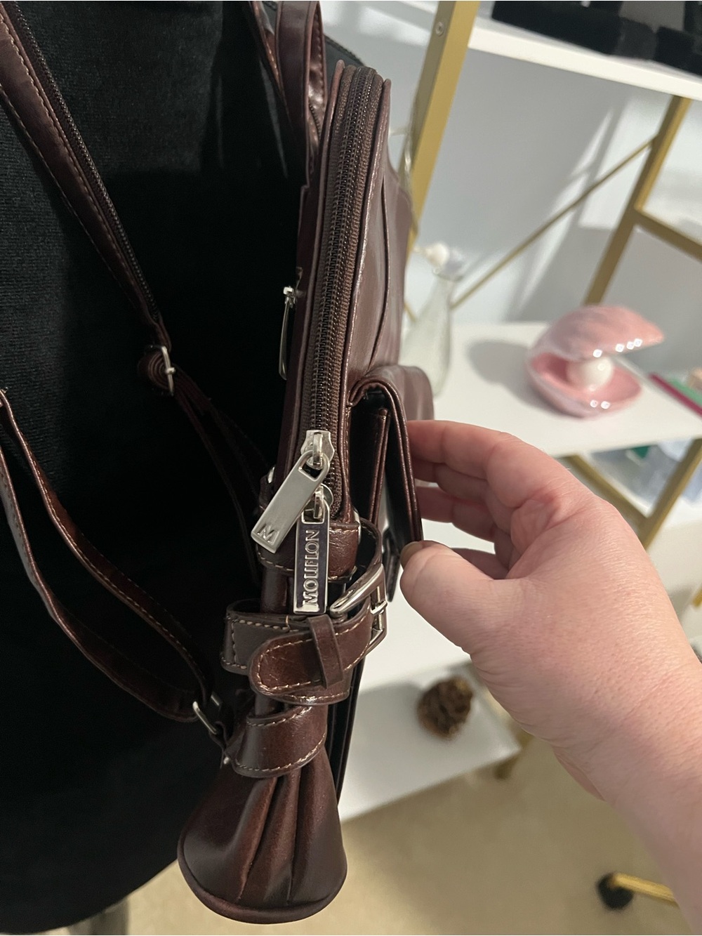 Mouflon Leather Brown Backpack - Casual Daypack - Picture 12 of 16
